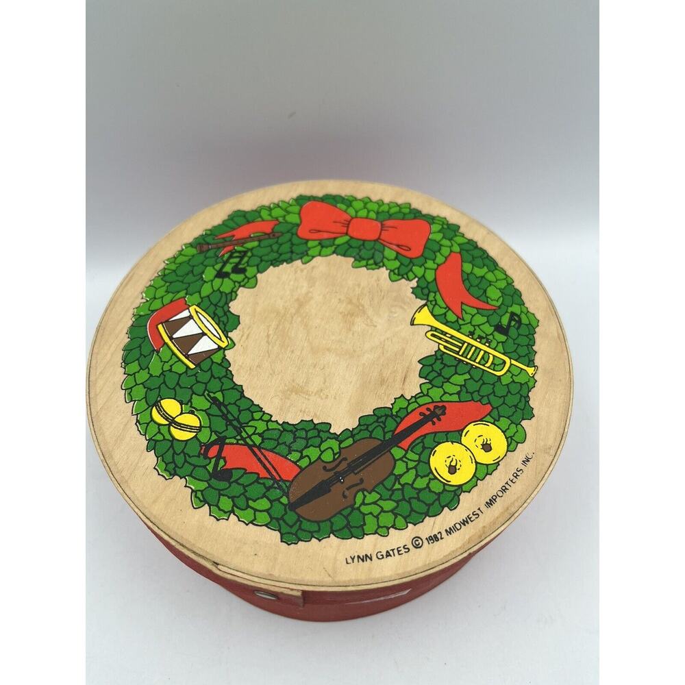 Vintage Lynn Gates Christmas Wood Box Holiday Natural Decor